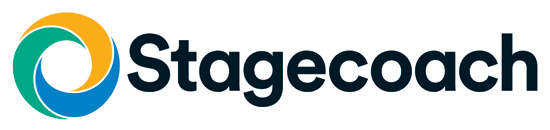 Stagecoach logo consisting of a 3coloured circle and text
