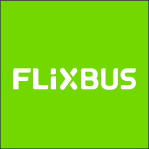 Stylised FlixBus name in white on a green background